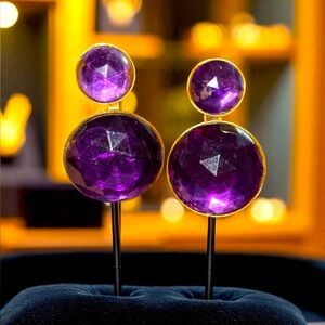 Vintage‎ Elegant Purple and Gold Earrings